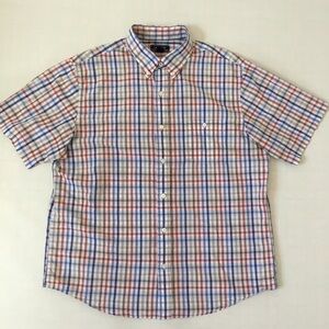 LANDS' END Traditional Fit Plaid Button Shirt Sz L